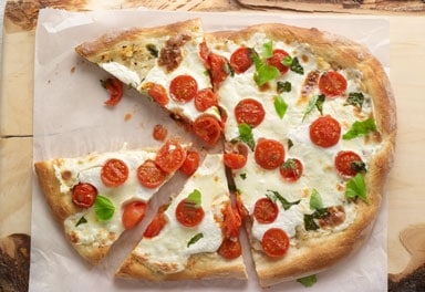 pizza with mozzarella cheese