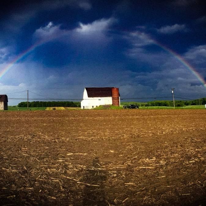 barn with rainbow