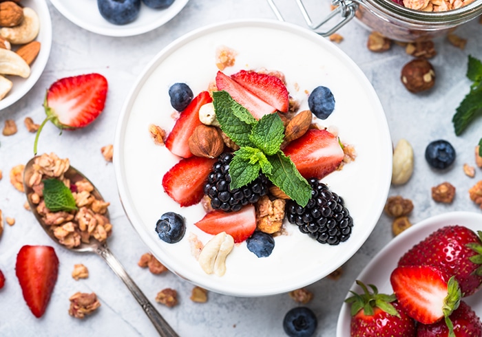 beautiful bowl of yogurt with berries