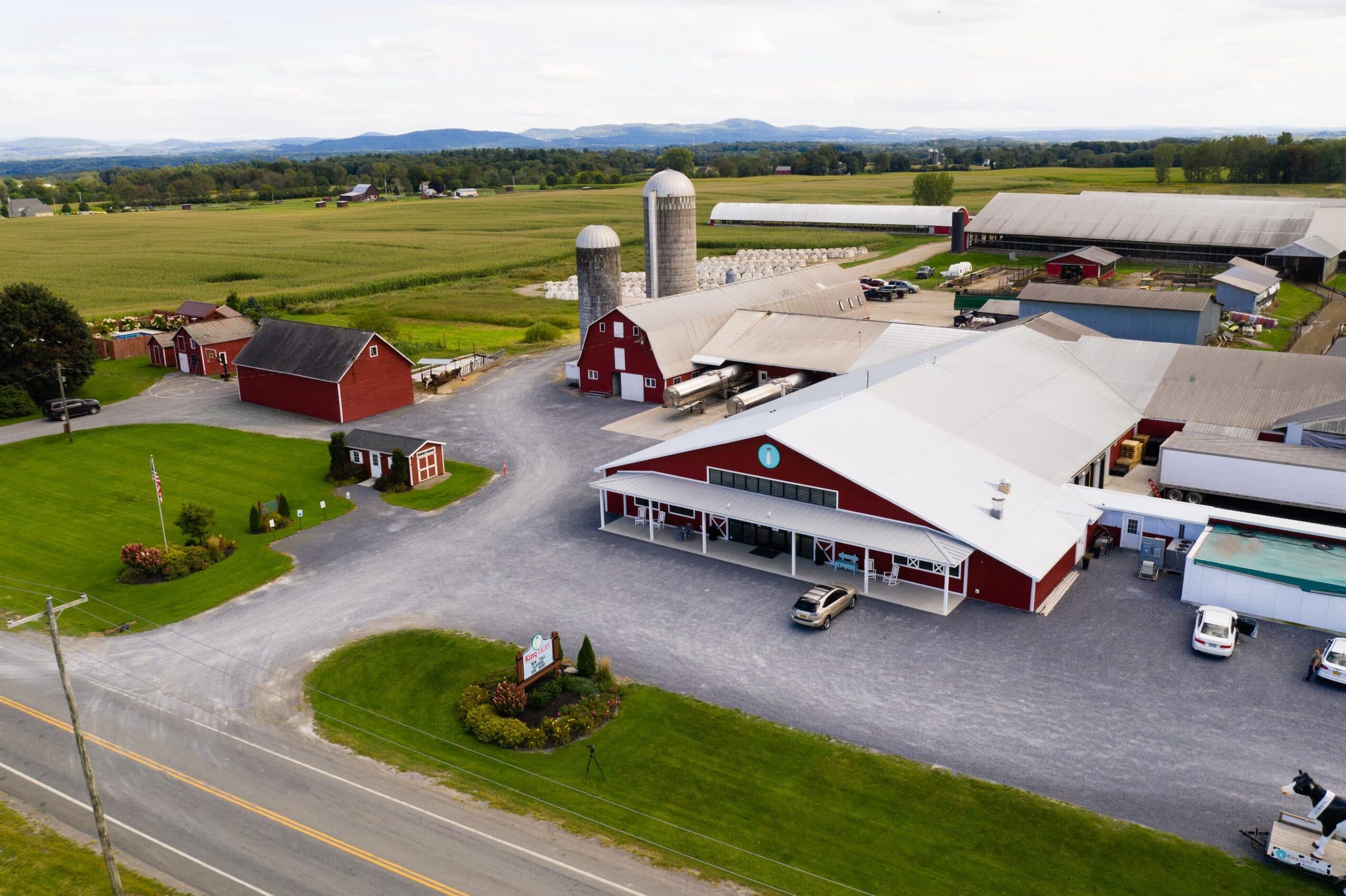 Aerial shot of a farm