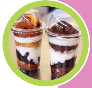 Two yogurt muffin parfaits