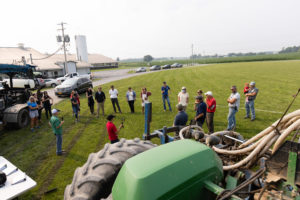 Crowd of people at a farm