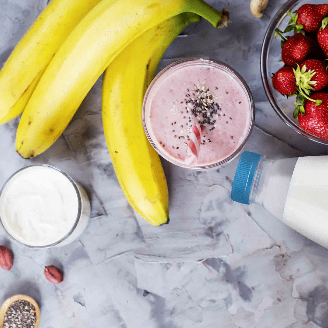 refuel shake image with fruit and milk