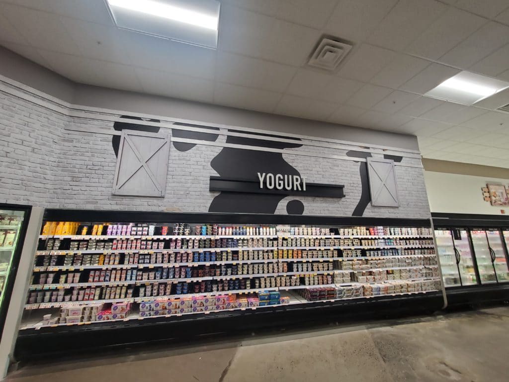 yogurt aisle at a grocery store