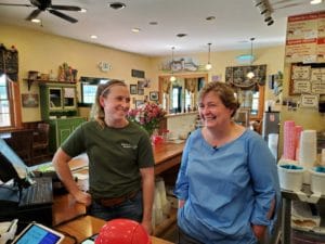 farmer and her mom in ice cream shop