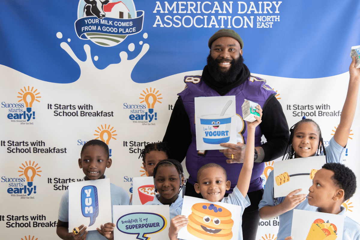 Local Dairy Farmers, NFL Players Visit Maryland, New York Schools