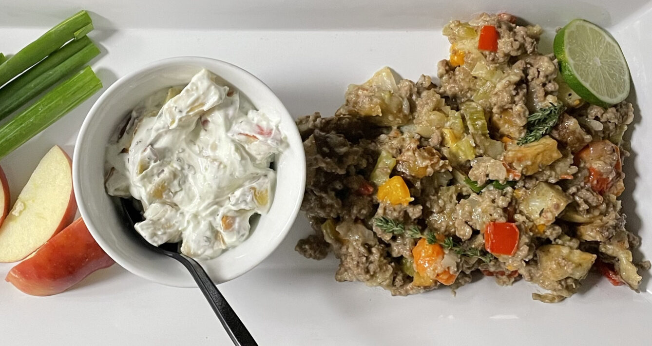 Lunch – Haitian Beef Porridge with Apple & Herb Yogurt